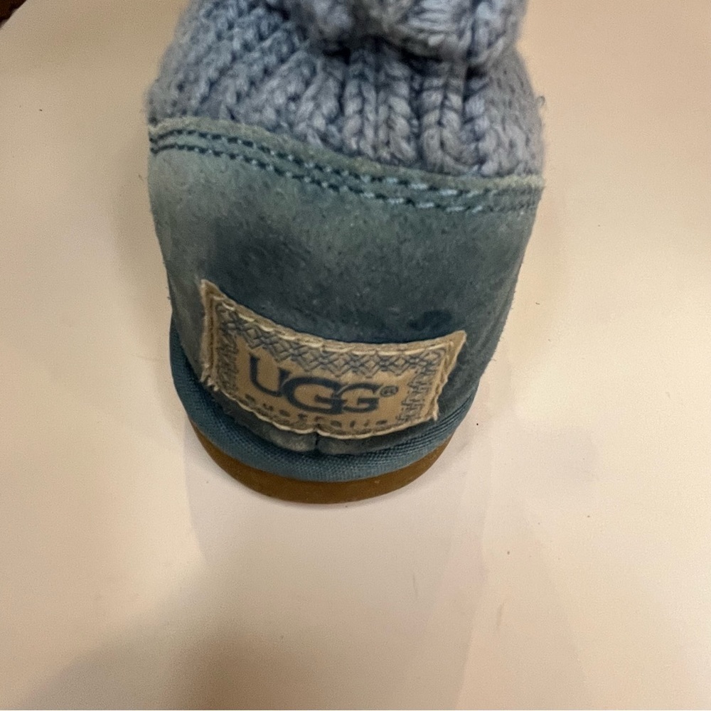 Genuine Ugg Australia Classic Women’s Crochet Tall Boots Size 7 Blue Wool Insole - Picture 10 of 15